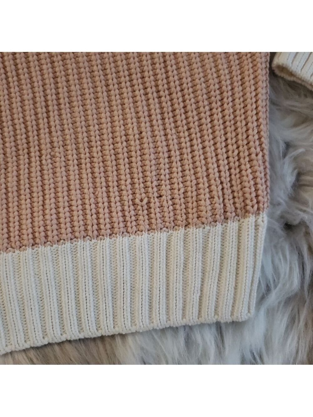 St. John Pink White Asymmetrical Knit Sweater Petite - Picture 5 of 8
